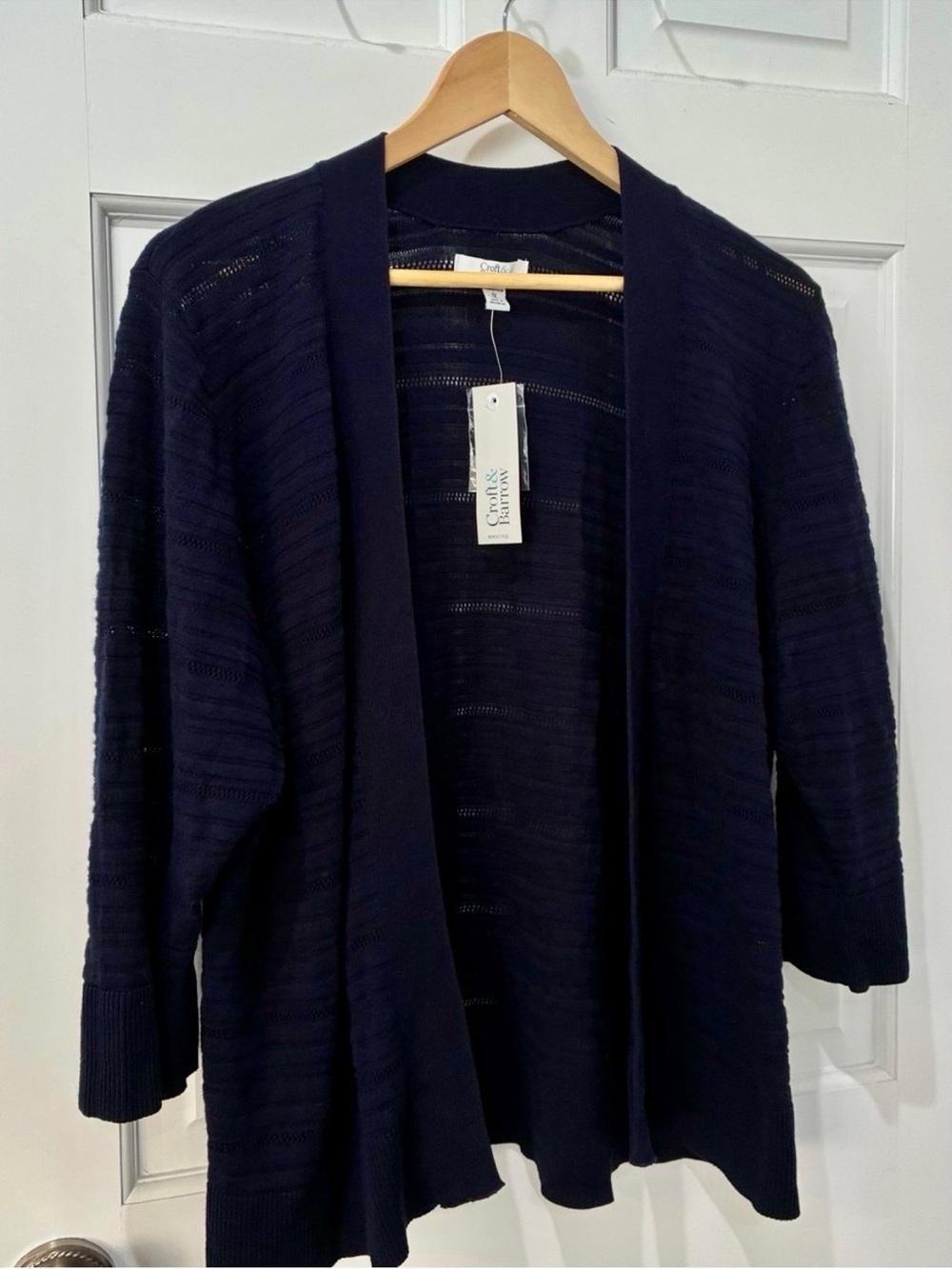 croft & barrow Navy Open-Front Lightweight Cardigan